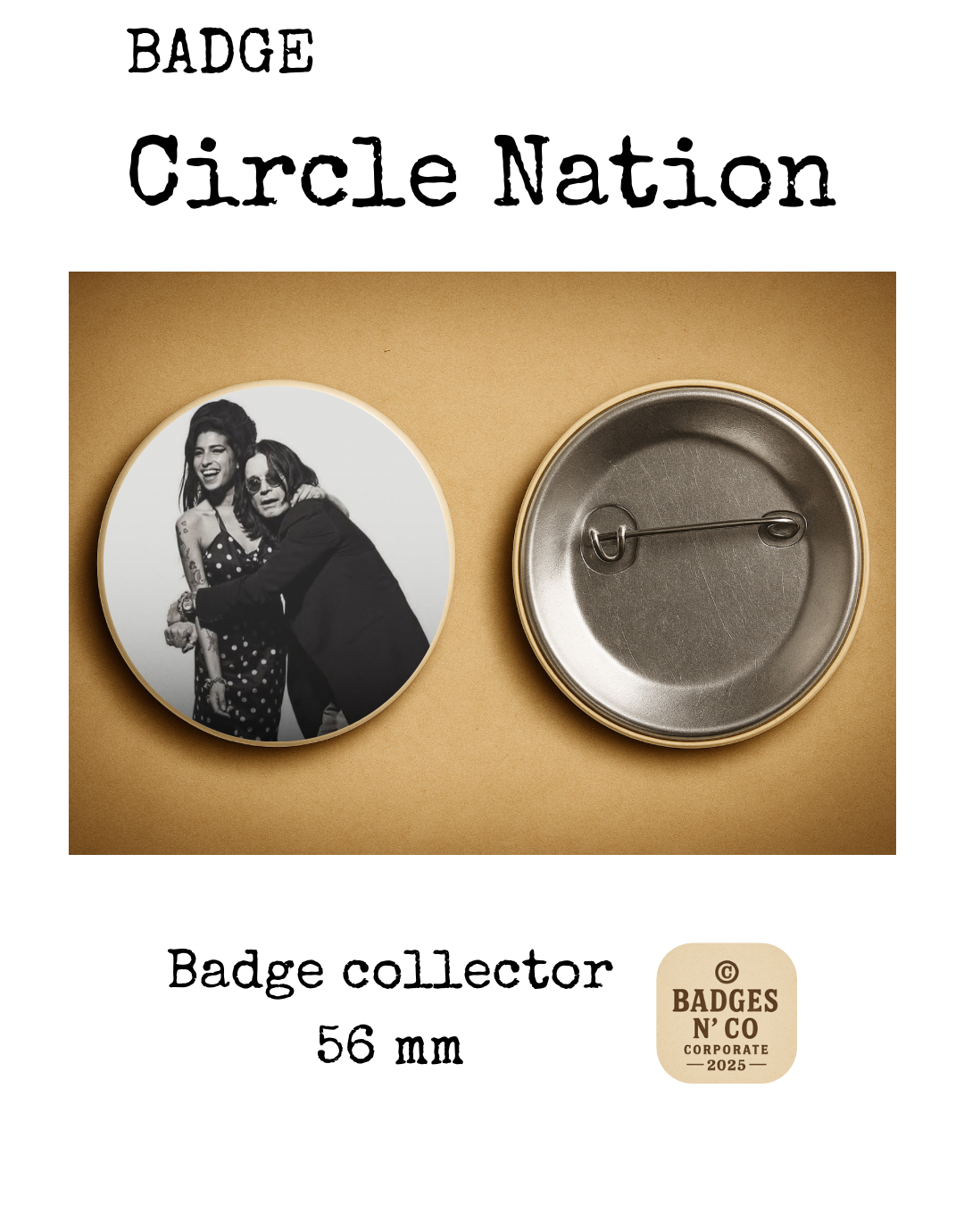 🖤 Ozzy Osbourne & Amy Winehouse – badge 56 mm : Deux âmes brûlantes réunies dans l’éternité du rock & soul ⚡🎙️