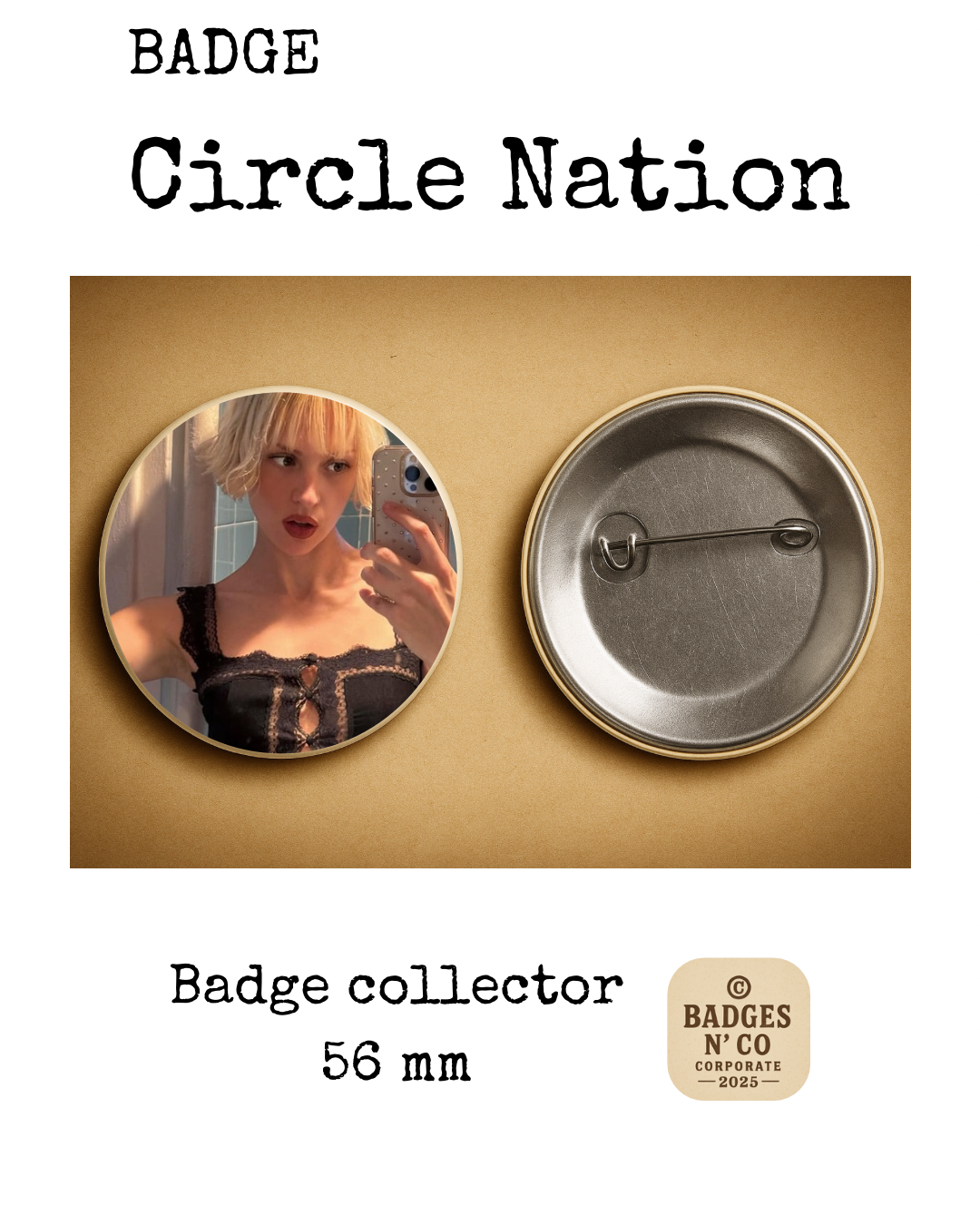 🌼 Angèle – badge 56 mm : La pop belge brodée de sincérité et de style 🌈
