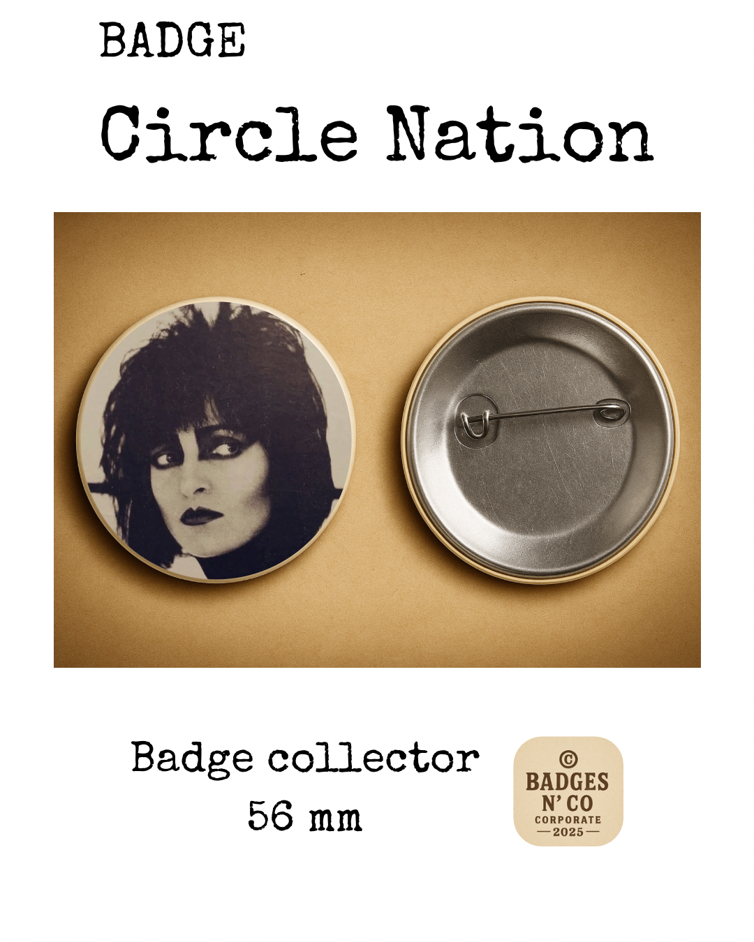 Siouxsie Sioux – badge 56 mm : La reine noire du post-punk cousue de mystère et de puissance 🖤 ⚡