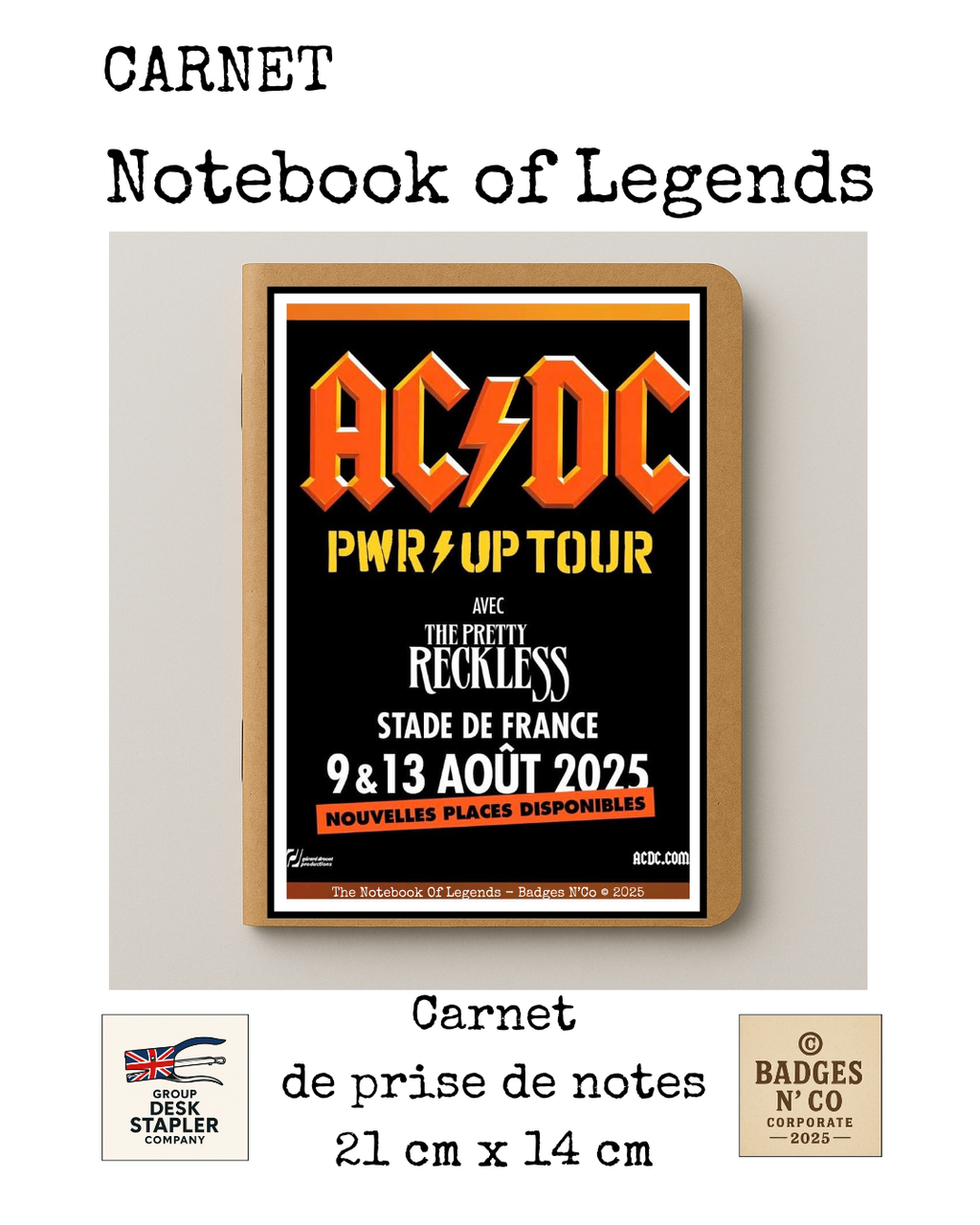 Carnet AC/DC Notebook of Legends collector 21x14 cm