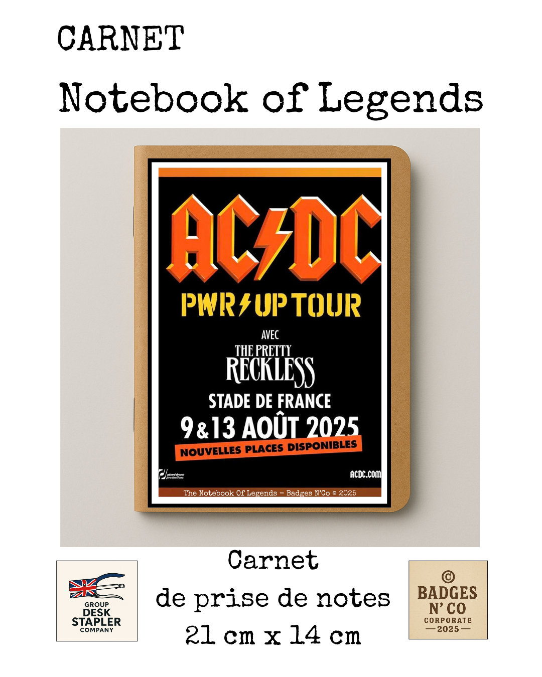Carnet AC/DC Notebook of Legends collector 21x14 cm