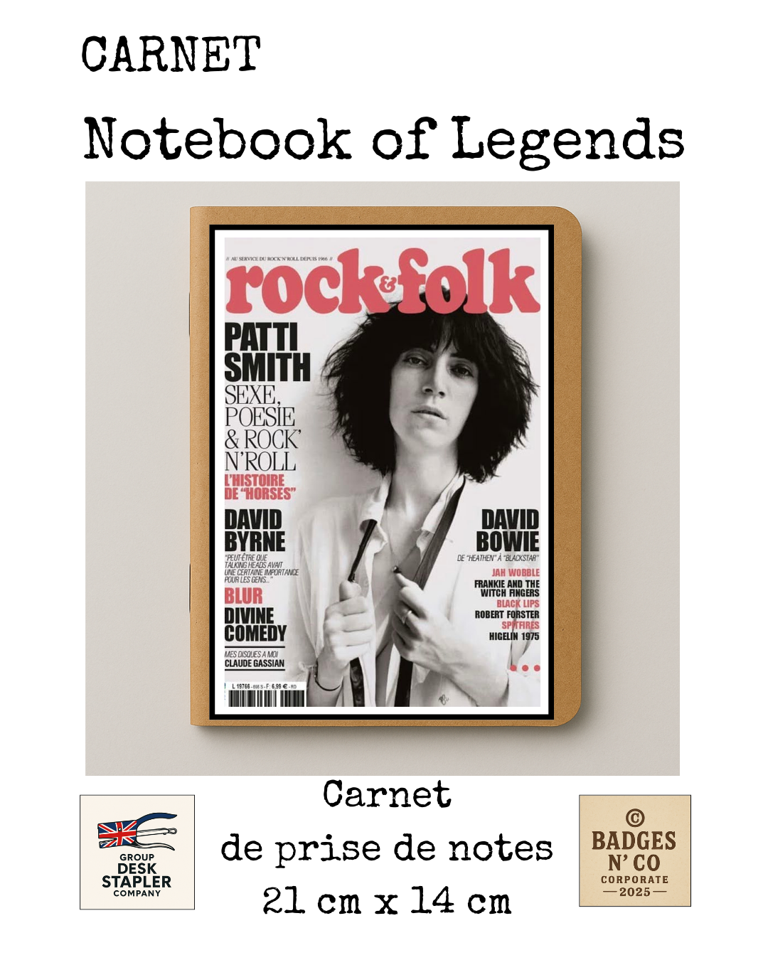 Carnet Patti Smith Notebook of Legends collector 21x14 cm