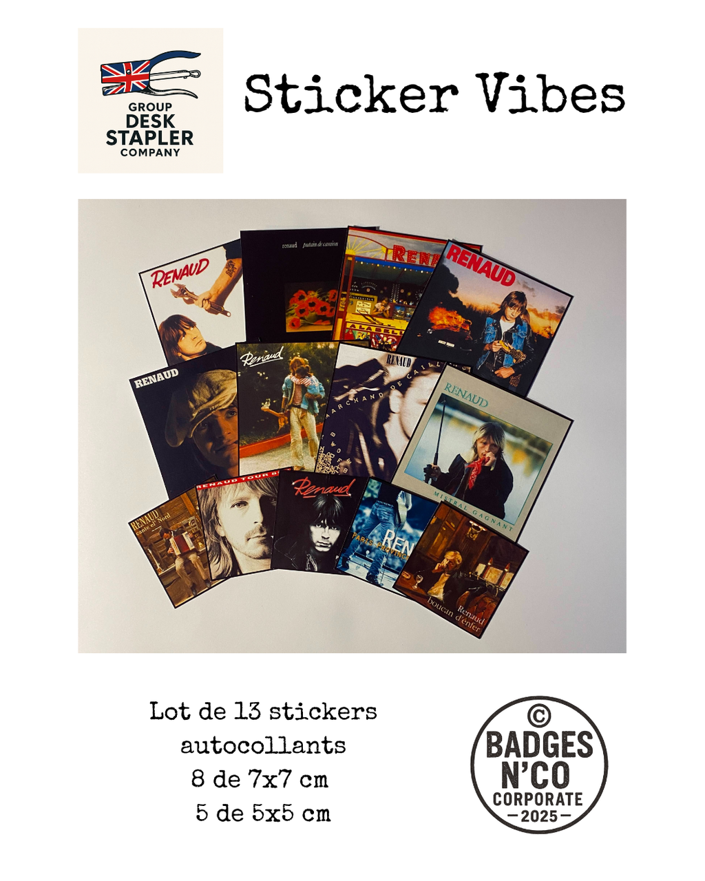 Stickers Renaud collection Sticker Vibes 13 autocollants rock français collector design musical