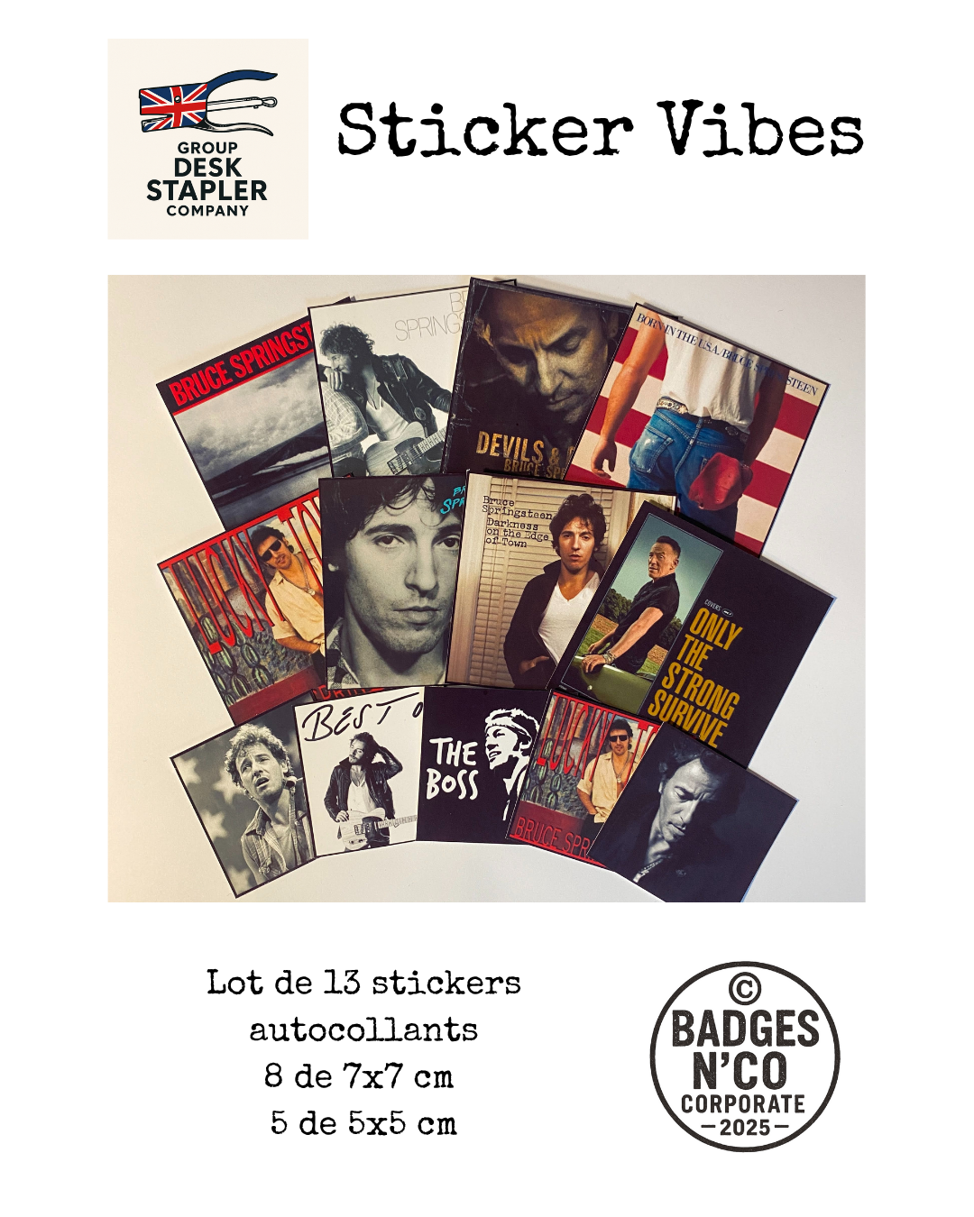 Stickers Bruce Springsteen collection Sticker Vibes 13 autocollants rock américain collector design musical