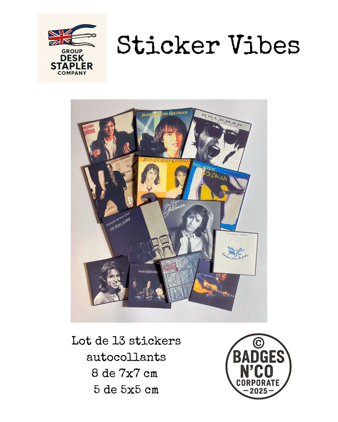 Stickers JJ Goldman collection Sticker Vibes 13 autocollants chanson française collector design musical