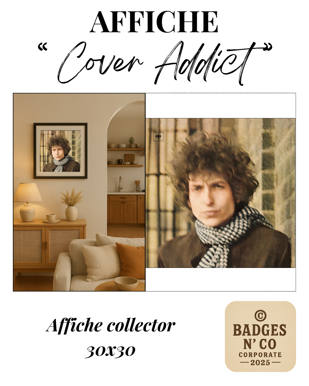 🎸 Bob Dylan – Blonde on Blonde | Affiche collector 30 x 30 cm 🎩