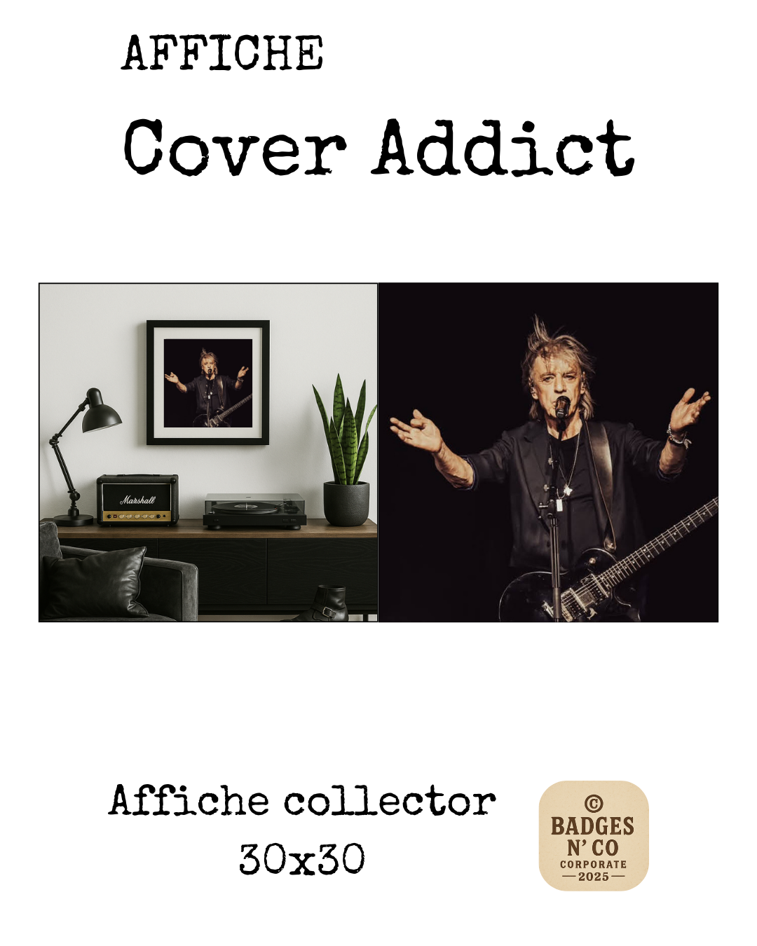 Jean-Louis Aubert | Affiche collector Cover Addict 30 x 30 cm – Live