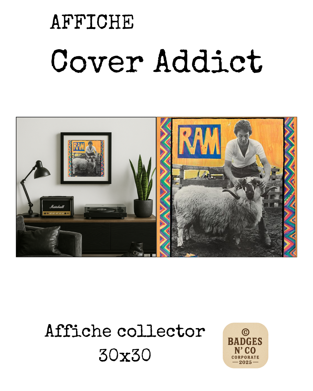 Paul McCartney | Affiche collector Cover Addict 30 x 30 cm – Album RAM