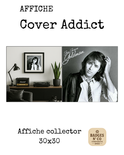 Affiche Jean-Jacques Goldman Cover Addict collector 30x30 cm