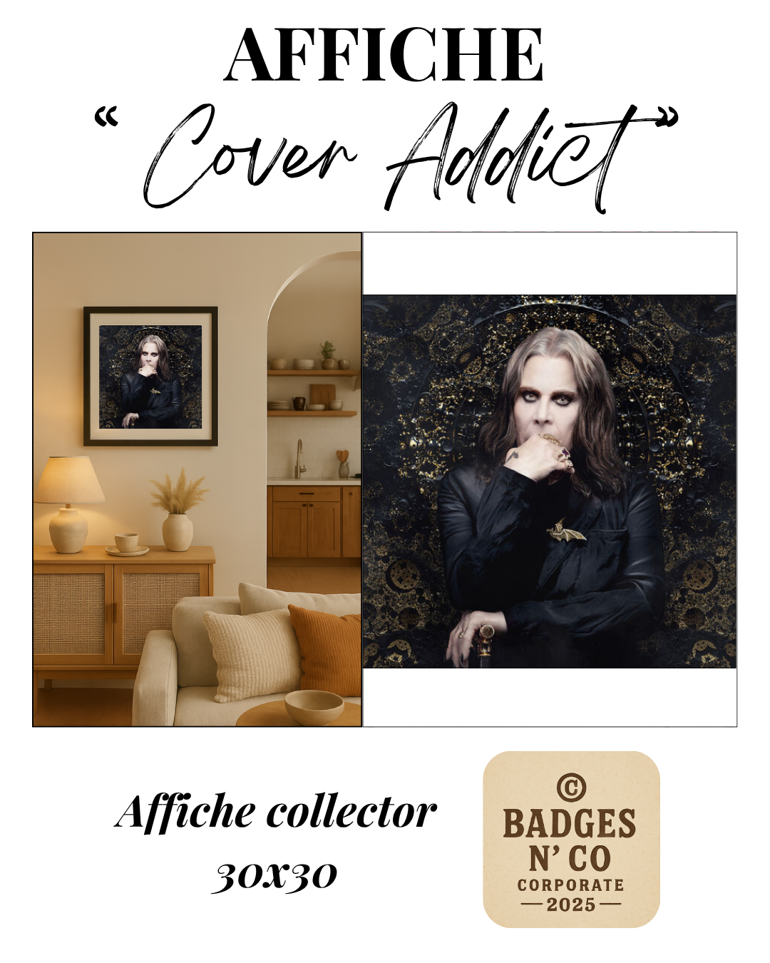 🦇 Ozzy Osbourne | Affiche collector 30 x 30 cm ⚡