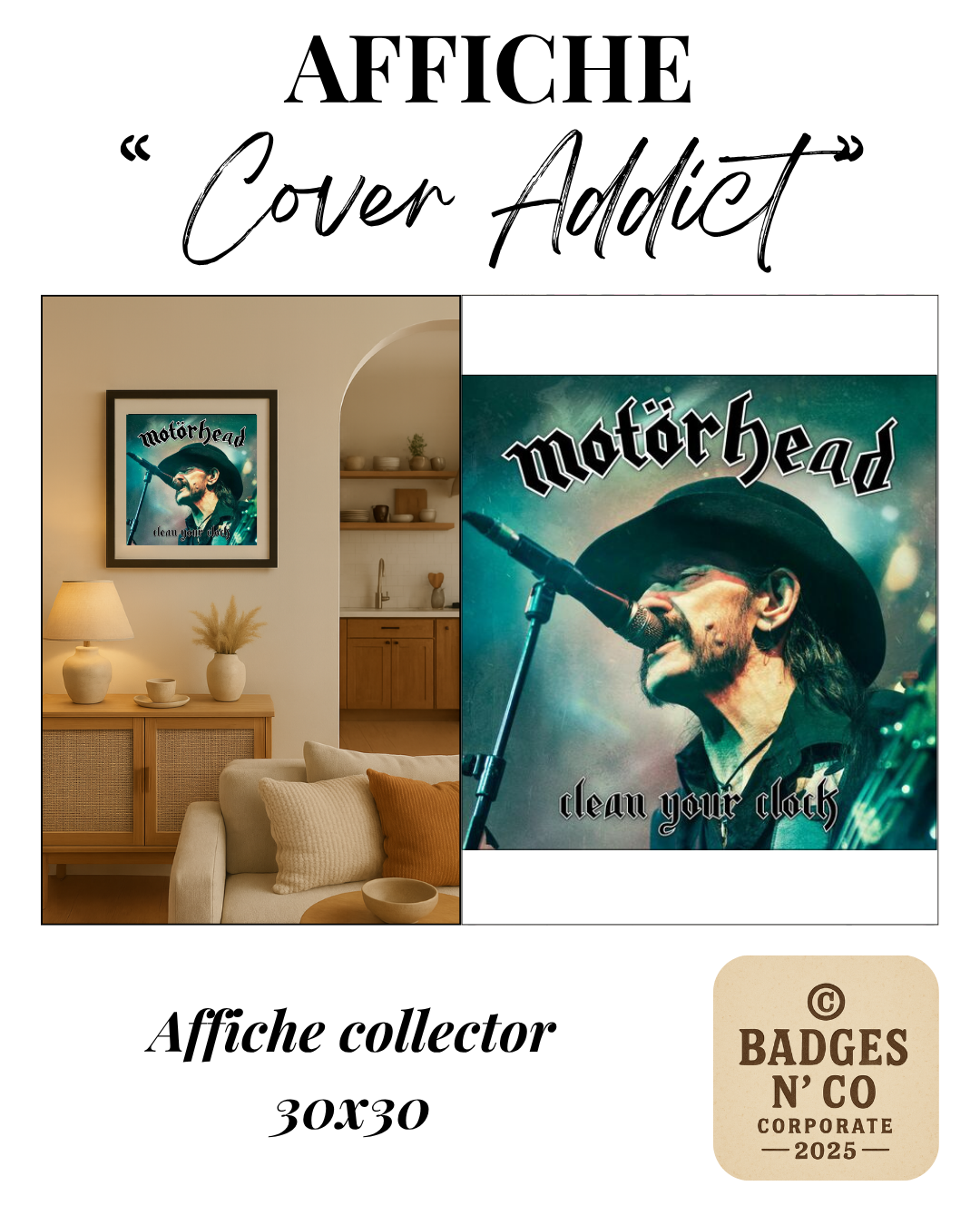 ⚡ Motörhead – Clean Your Clock | Affiche collector 30 x 30 cm 🕯️