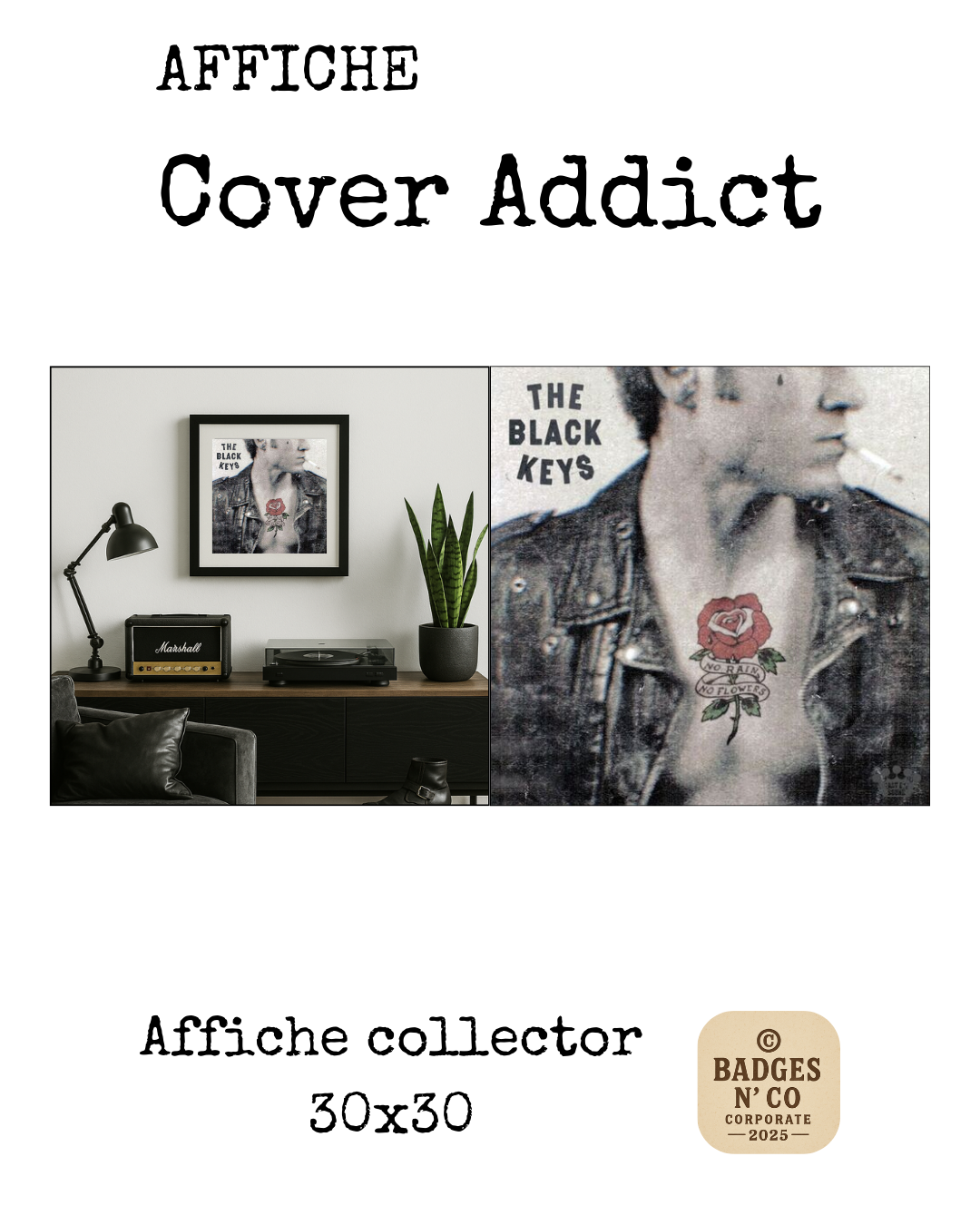 The Black Keys | Affiche collector Cover Addict 30 x 30 cm – Album No Rain, No Flowers