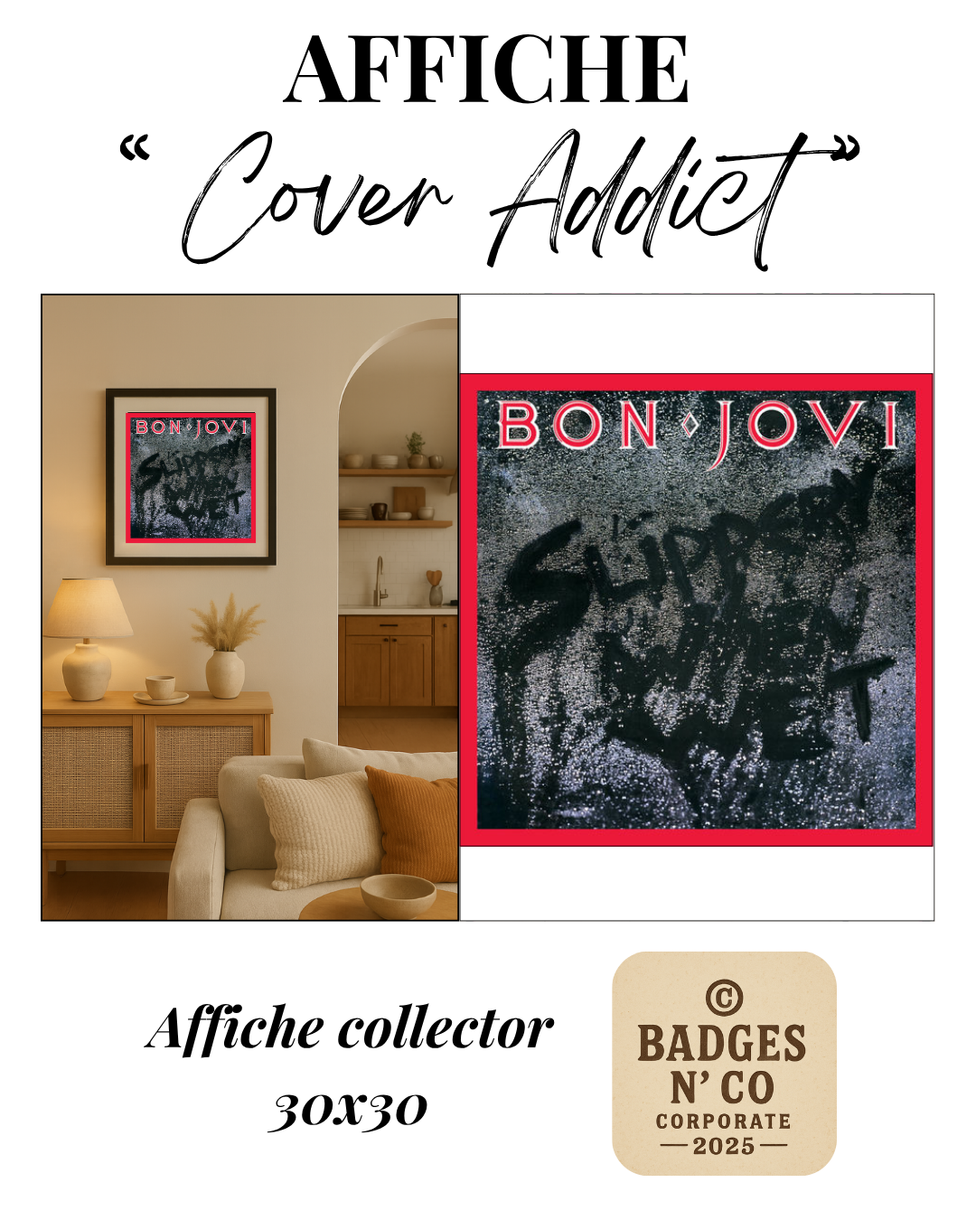 Bon Jovi | Affiche collector 30 x 30 cm – Slippery When Wet