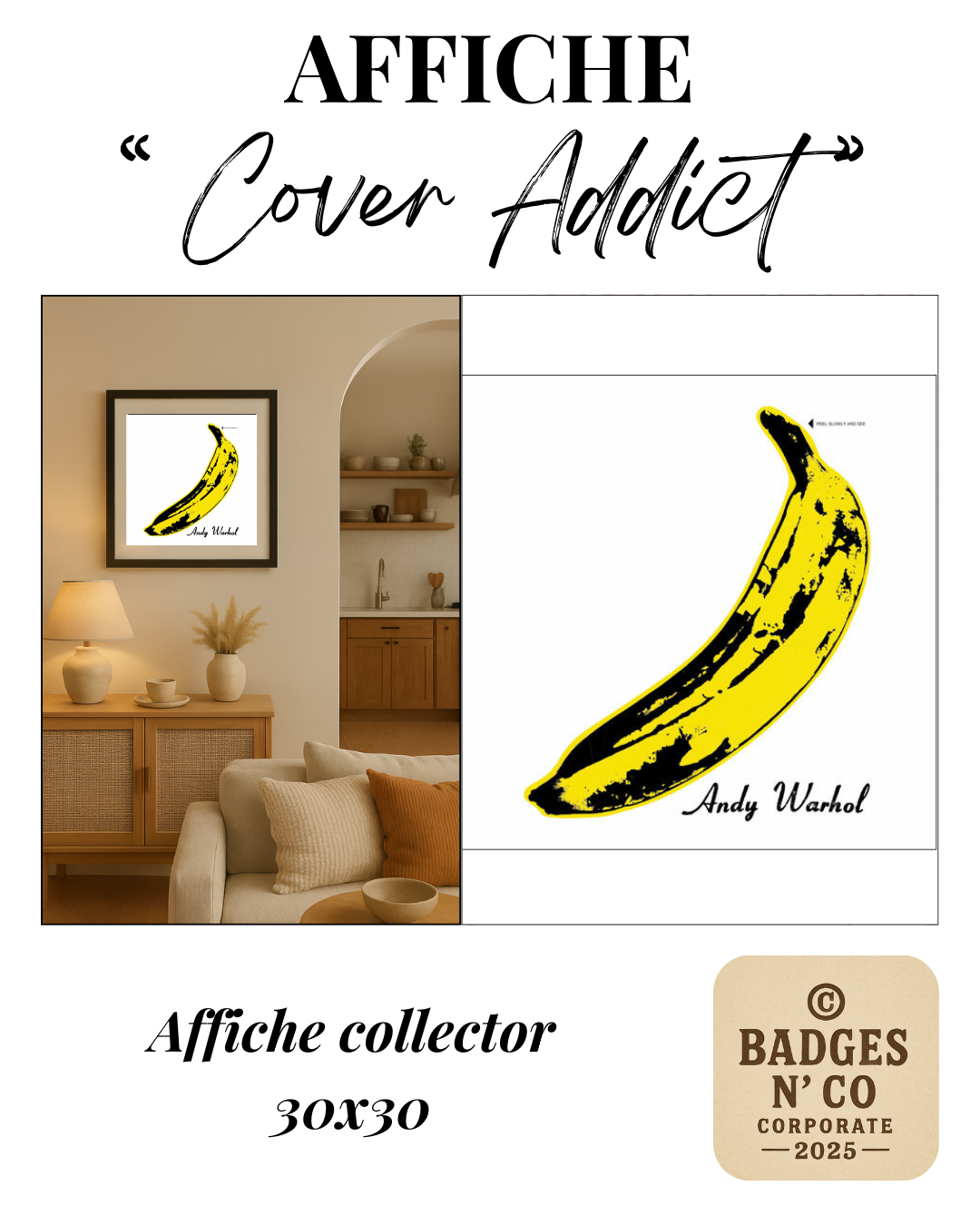 🍌 The Velvet Underground &amp; Nico | Affiche collector 30 x 30 cm 🎨