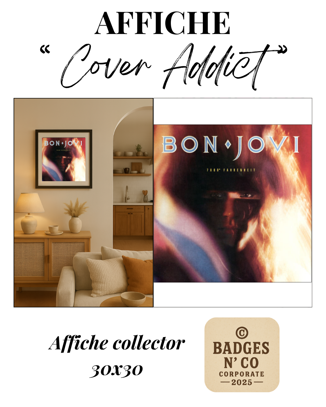 Bon Jovi | Affiche collector 30 x 30 cm – 7800° Fahrenheit