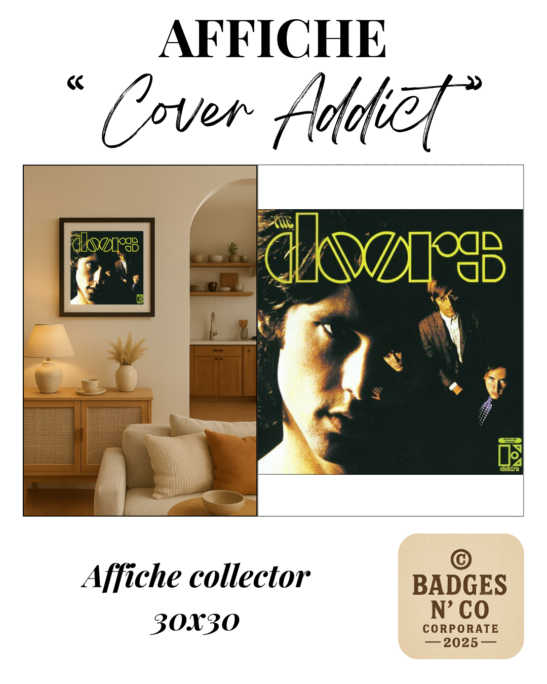 🔥 The Doors – The Doors | Affiche collector 30 x 30 cm 🕶️