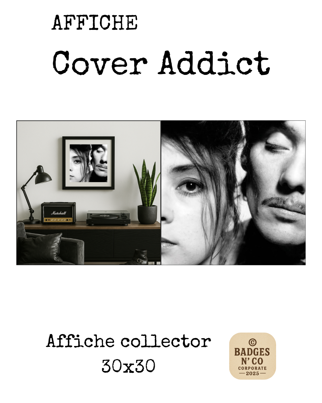 Les Rita Mitsouko | Affiche collector Cover Addict 30 x 30 cm – Portrait Catherine &amp; Fred