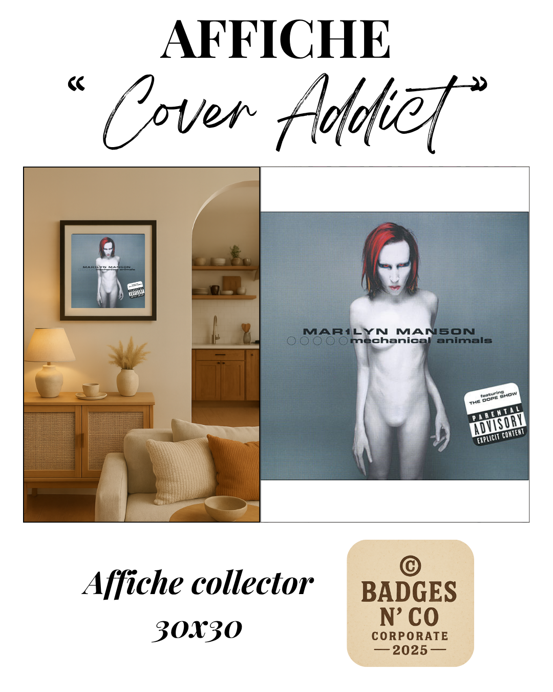 Marilyn Manson | Affiche collector 30 x 30 cm – Mechanical Animals