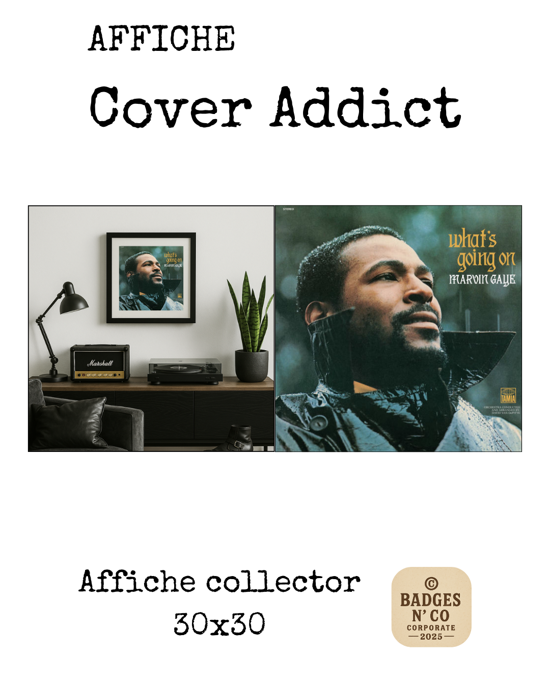 Marvin Gaye | Affiche collector Cover Addict 30 x 30 cm – Album What's Going On