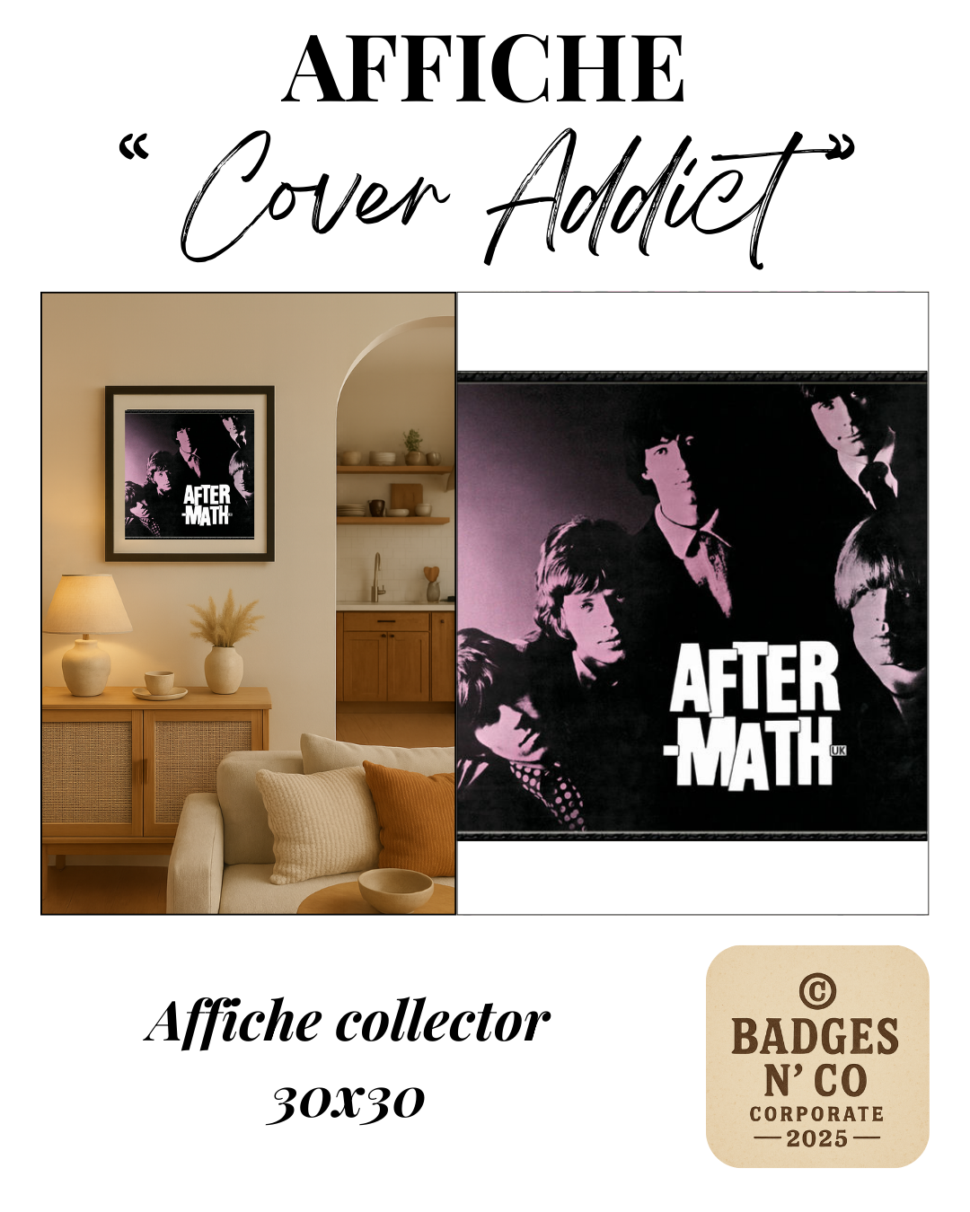 💎 The Rolling Stones – Aftermath | Affiche collector 30 x 30 cm 🎶