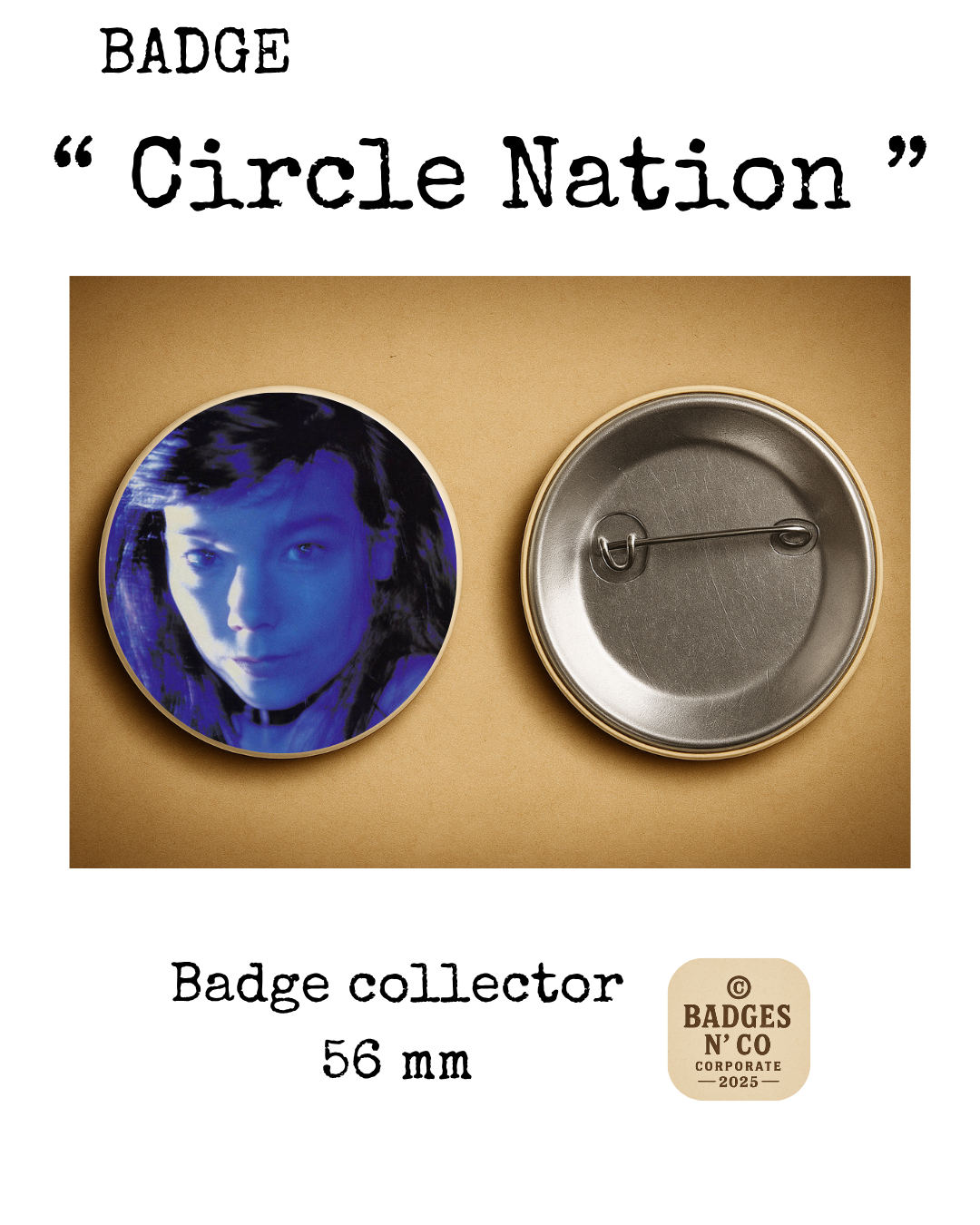 🧬 Björk – badge 56 mm : L’avant-garde islandaise sculptée en sons et en visions 🪐