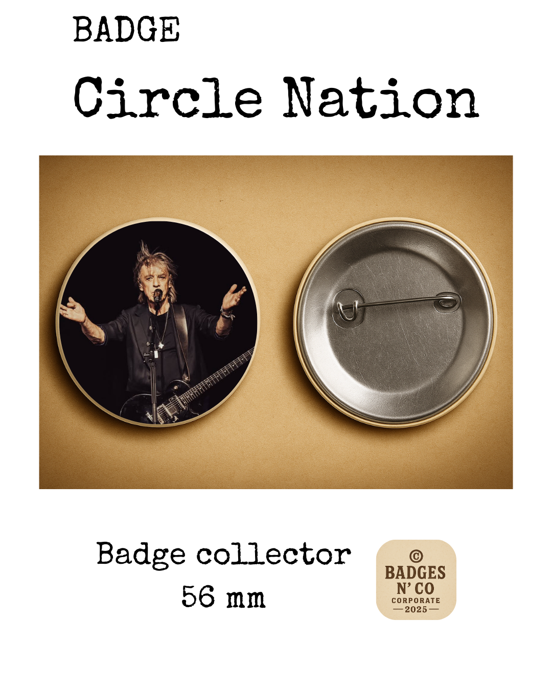 🎸 Jean-Louis Aubert – badge 56 mm : Le cœur rock de la chanson française en pleine lumière ✨