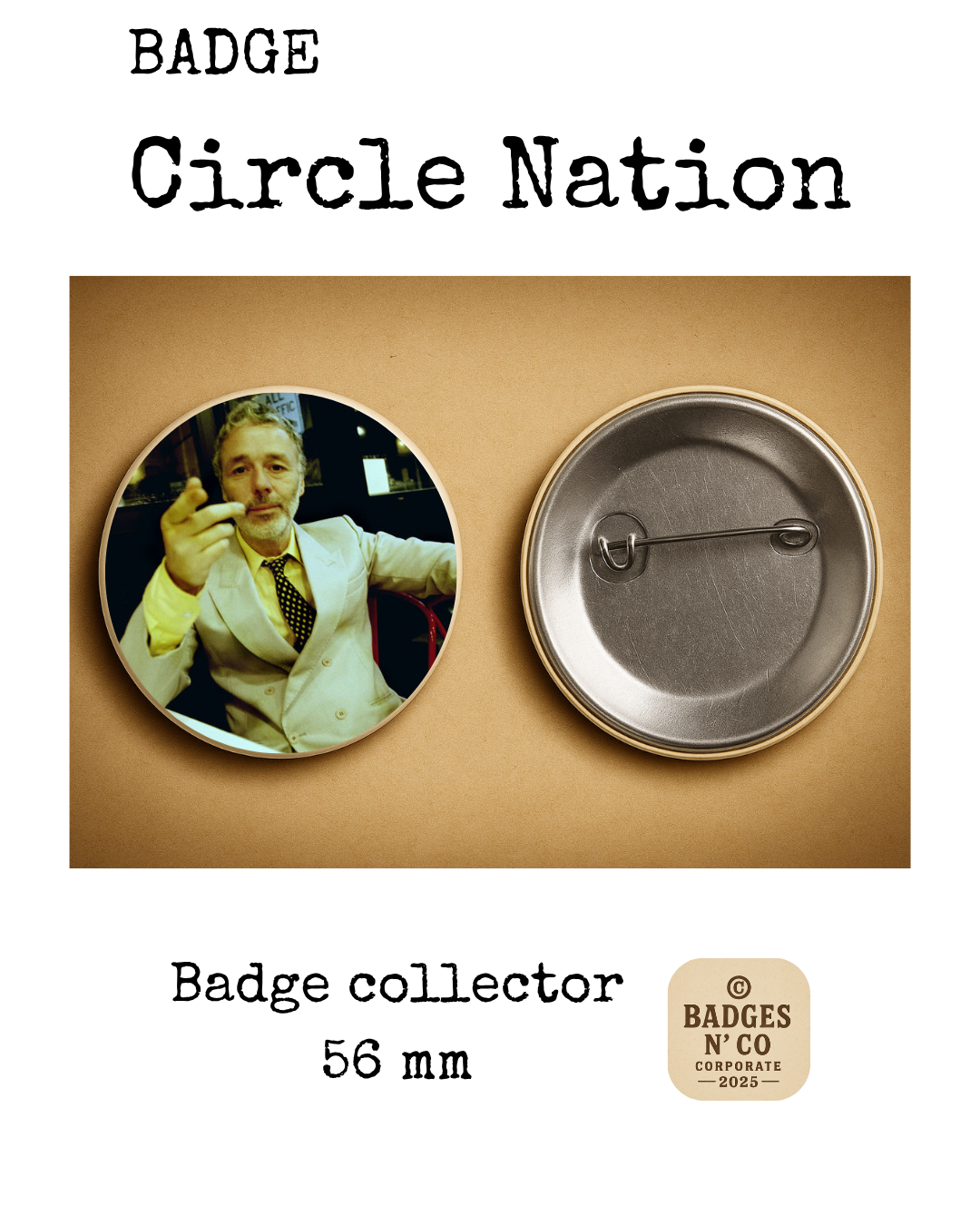 🎩 Baxter Dury – badge 56 mm : L’élégance désinvolte de la scène indie gravée en style 🎶
