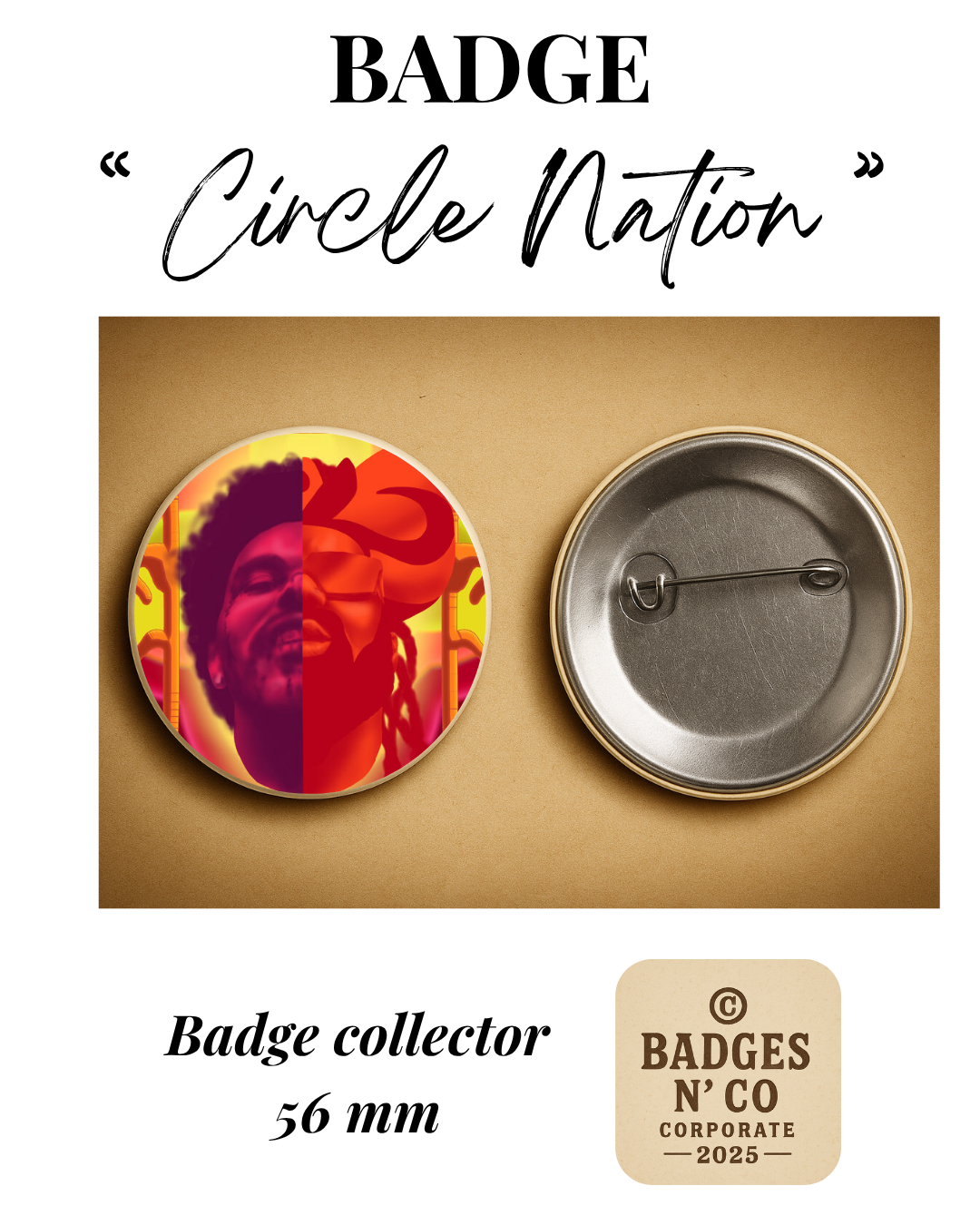 🌌 The Weeknd – badge 56 mm : L’ombre et la lumière du R&amp;B moderne ✨