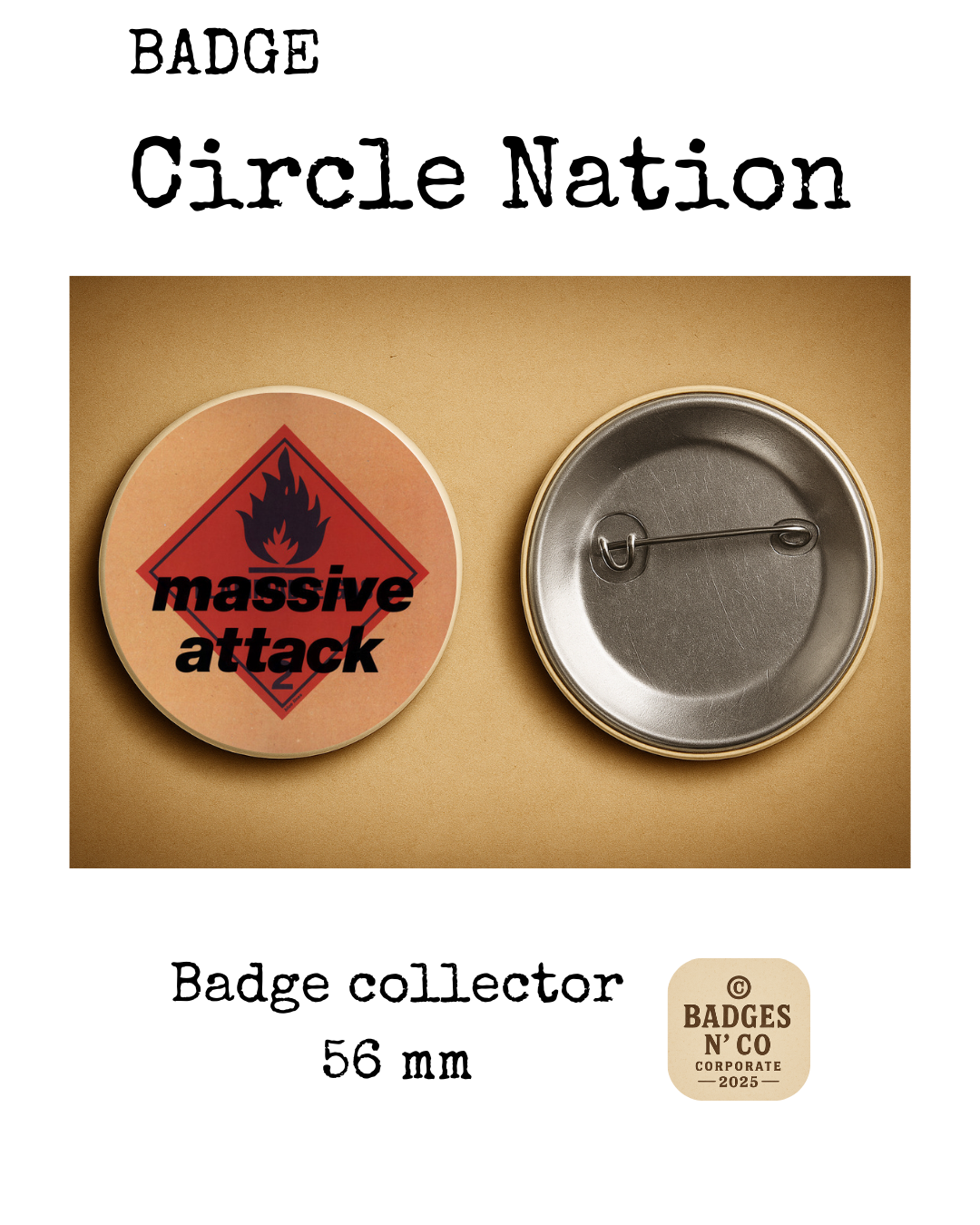 🌫️ Massive Attack – badge 56 mm : La soul électronique gravée dans les brumes du trip-hop 🎧