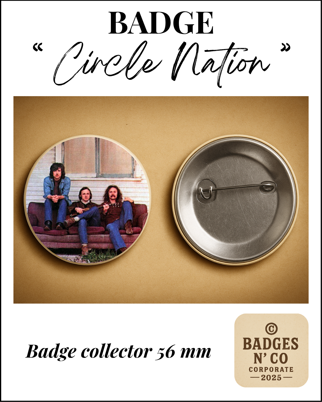 🎯 Badge 56 mm - Crosby, Stills & Nash - Crosby, Stills & Nash