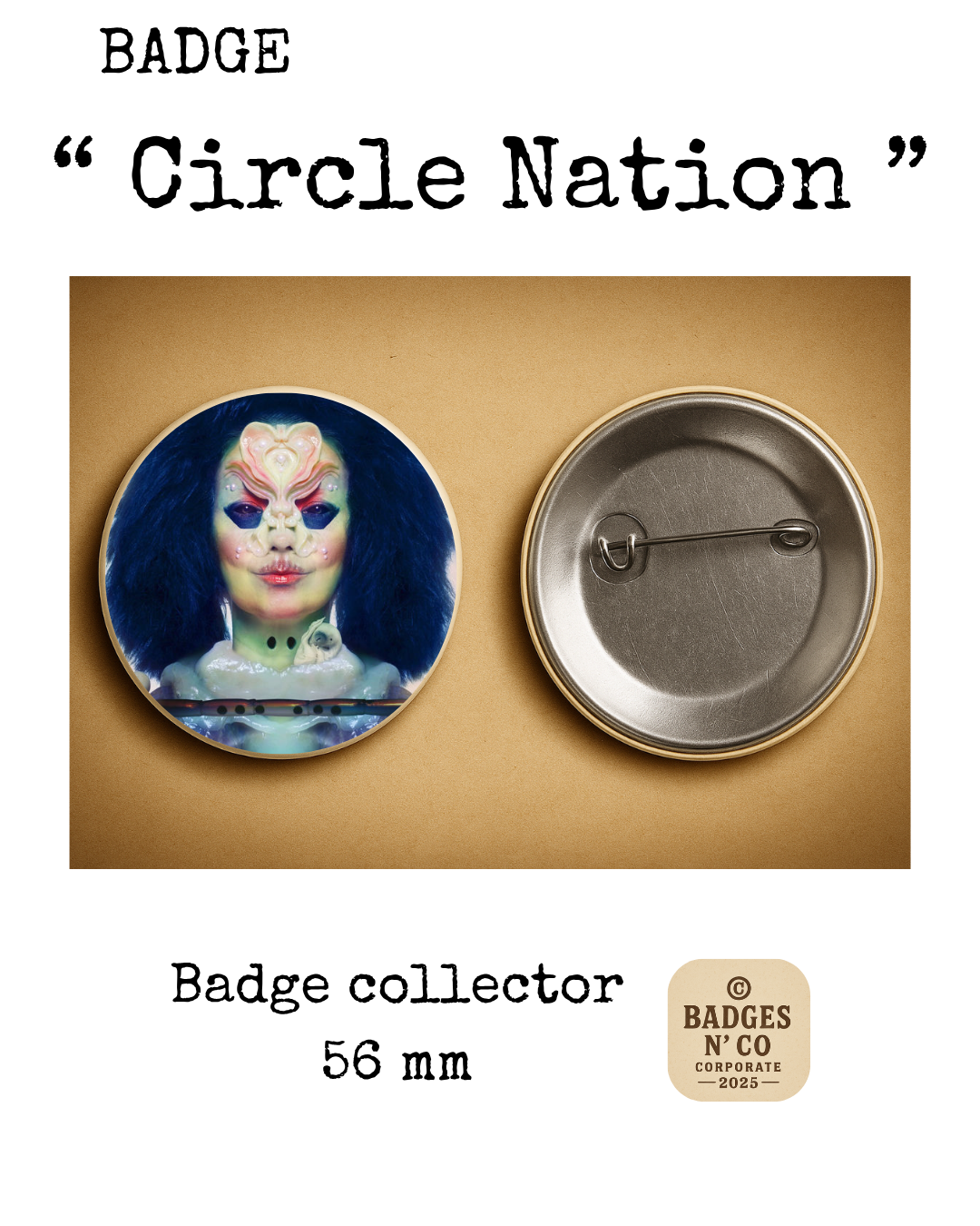 🧬 Björk – badge 56 mm : L’avant-garde islandaise sculptée en sons et en visions 🪐