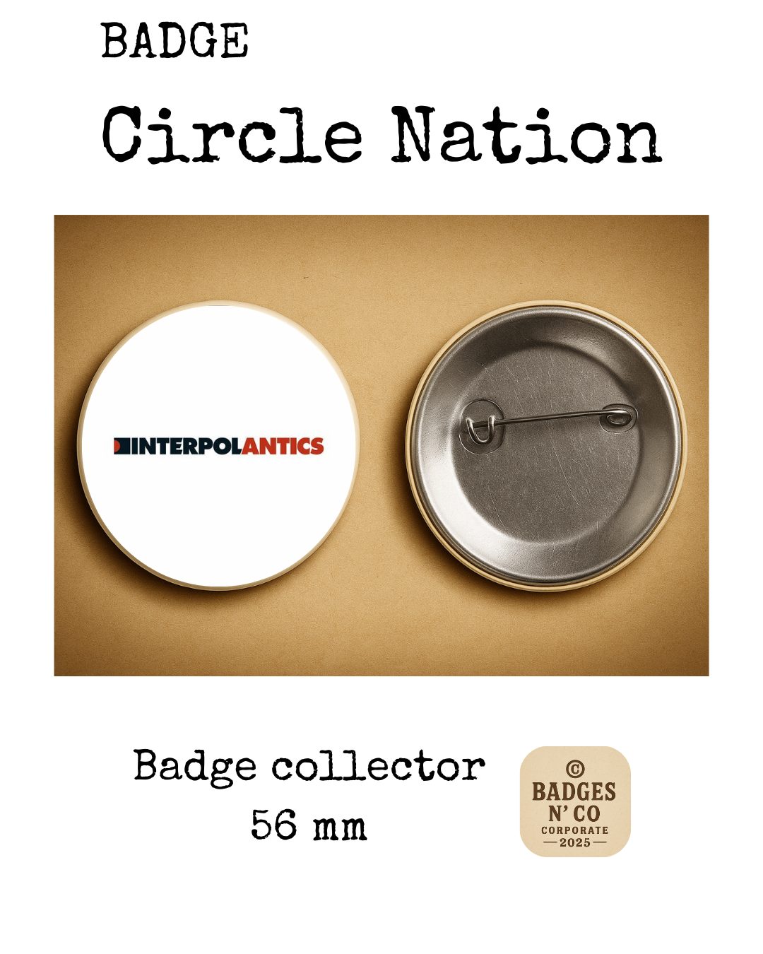 🌒 Interpol – badge 56 mm : La noirceur élégante du post-punk scellée dans le son 🖤