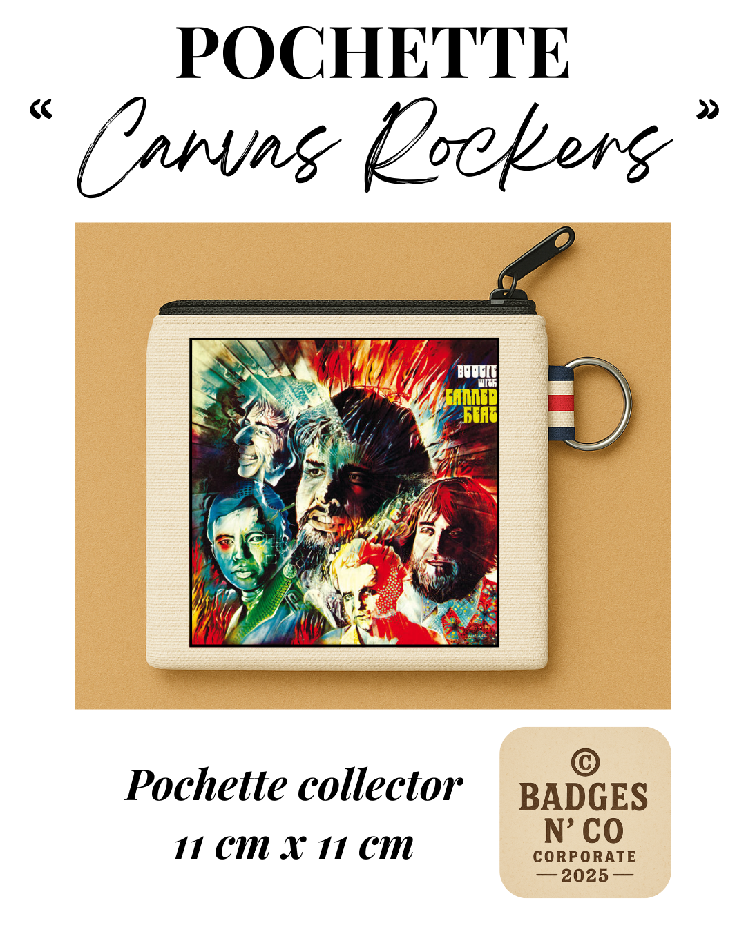 💿 Pochette 11x11 cm 100 % coton - Canned Heat - Boogie with Canned Heat