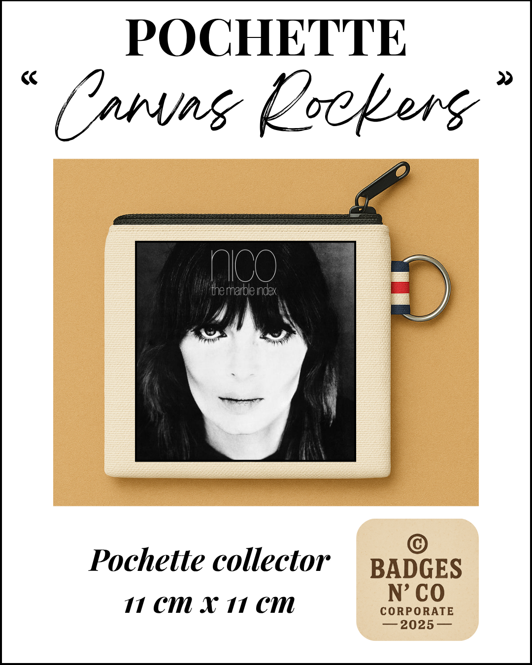 💿 Pochette 11x11 cm 100 % coton - Nico - The Marble Index