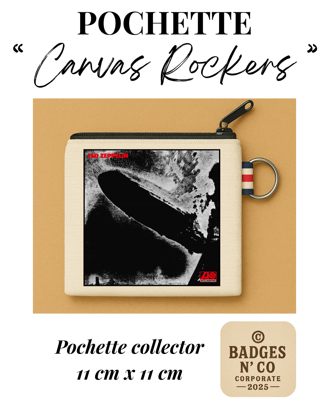 💿 Pochette 11x11 cm 100 % coton - Led Zeppelin - Led Zeppelin (I)