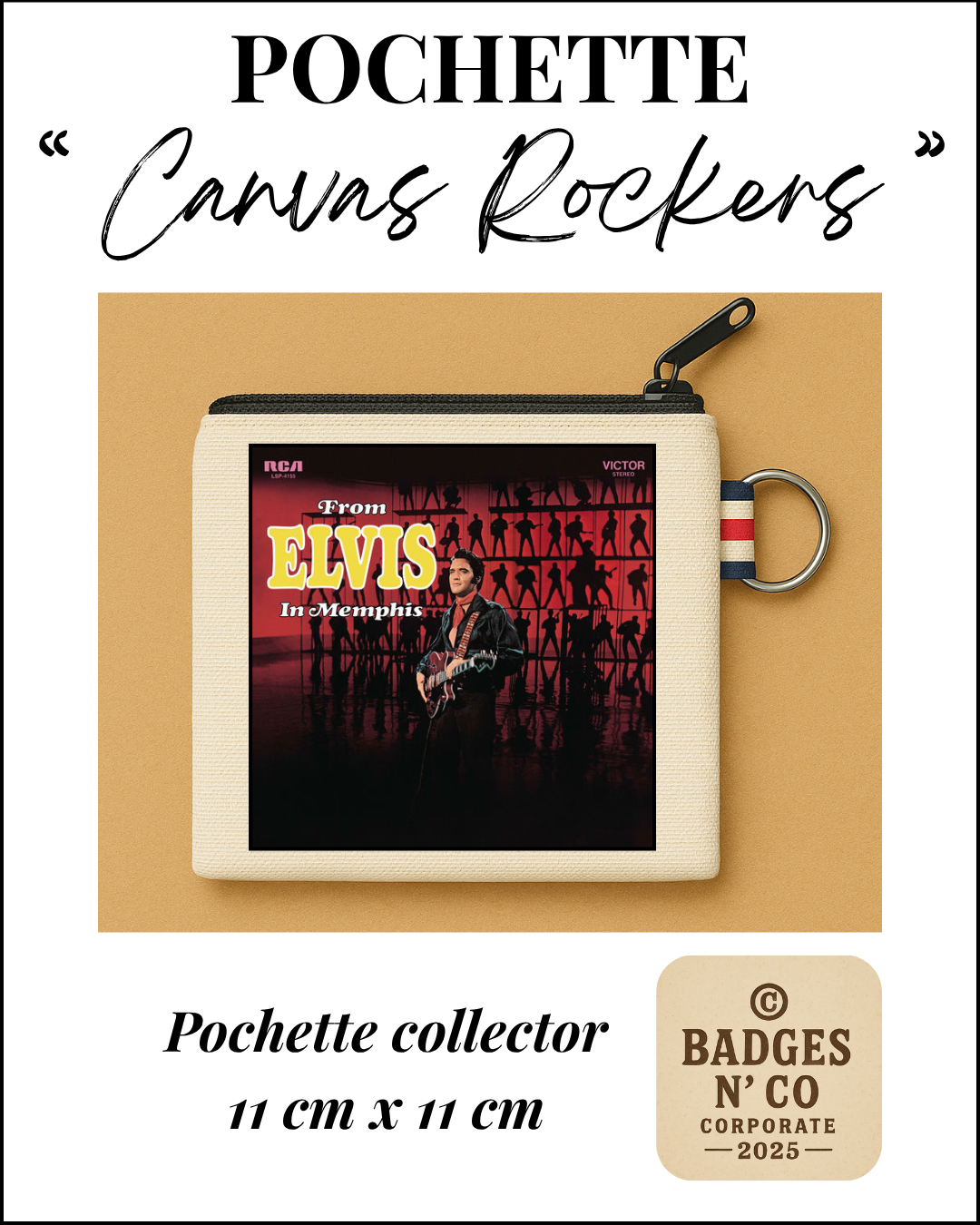💿 Pochette 11x11 cm 100 % coton - Elvis Presley - From Elvis in Memphis