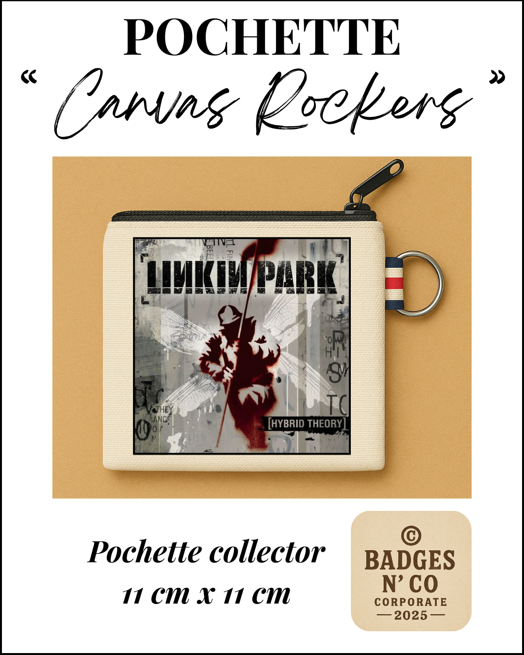 💿 Pochette 11x11 cm 100 % coton - Linkin Park - Hybrid Theory