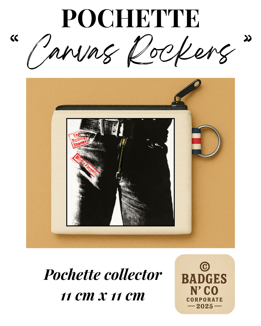 The Rolling Stones – Pochette 11x11 cm – Canvas Rockers Collection
