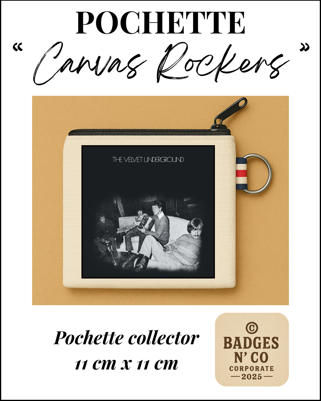 💿 Pochette 11x11 cm 100 % coton - The Velvet Underground - The Velvet Underground