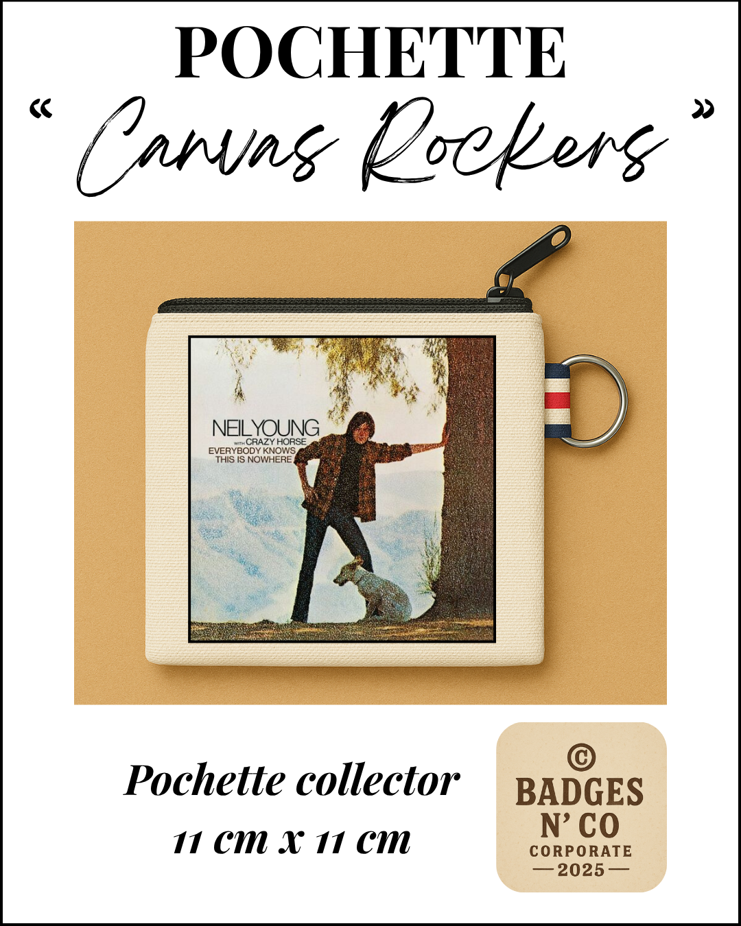 💿 Pochette 11x11 cm 100 % coton - Neil Young - Everybody Knows This Is Nowhere