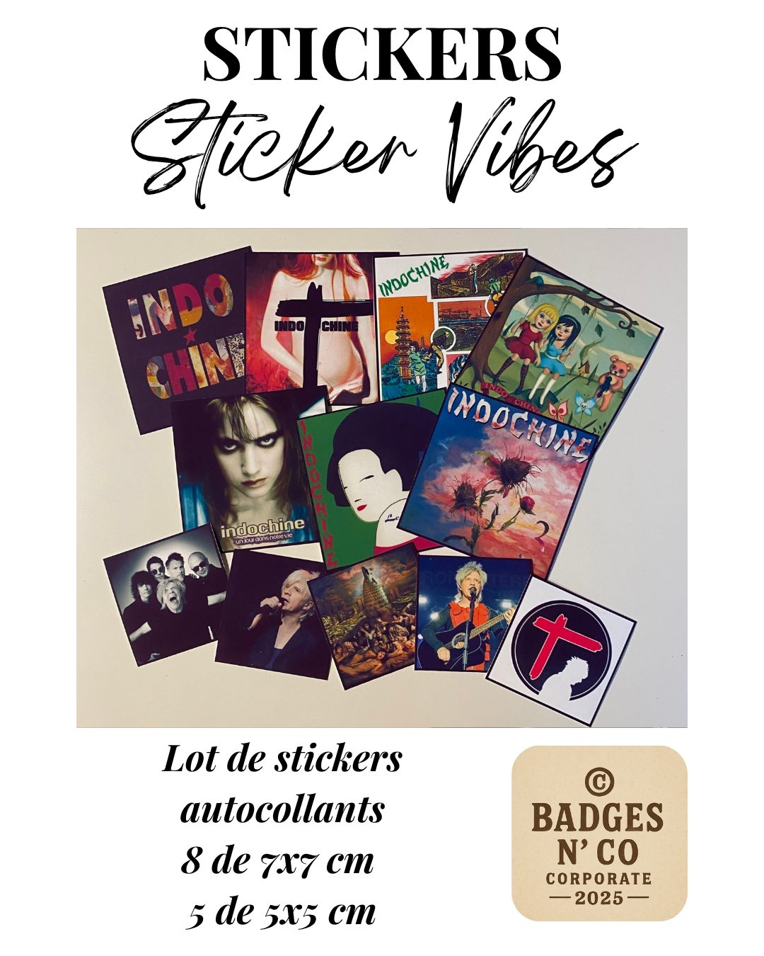 🎸 Lot de 13 stickers collectors – Indochine 🎸