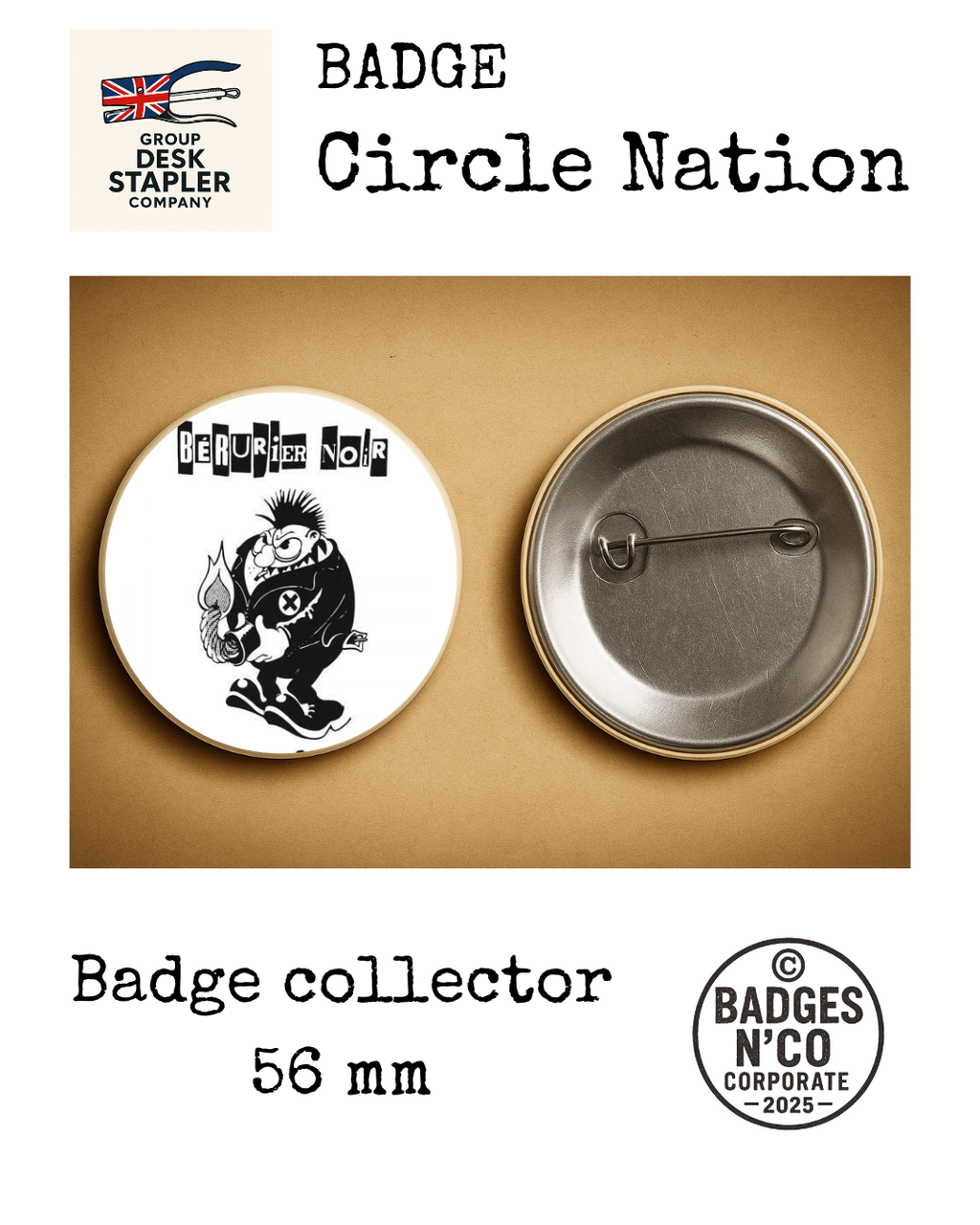 Bérurier Noir – badge 56 mm : L’insoumission en uniforme, gravée dans le cri punk alternatif
