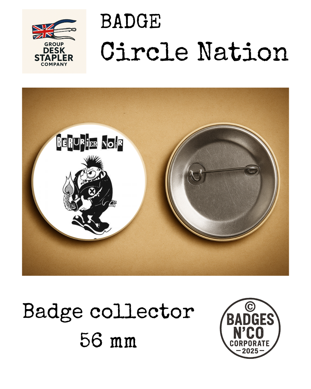 Bérurier Noir – badge 56 mm : L’insoumission en uniforme, gravée dans le cri punk alternatif