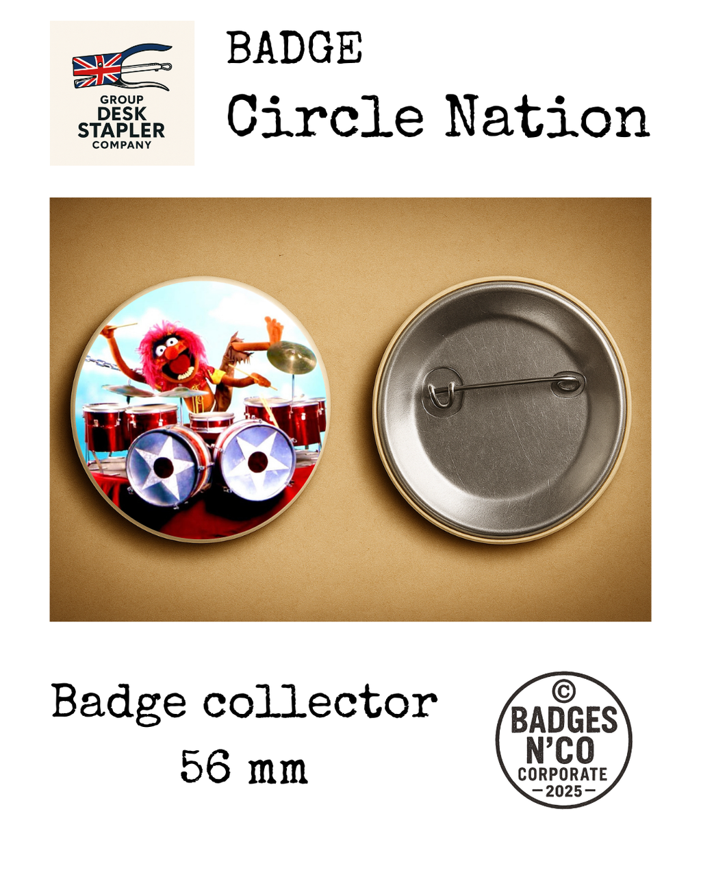 Animal (The Muppets) – badge 56 mm : Le chaos en rythme gravé dans la légende du Muppet Show
