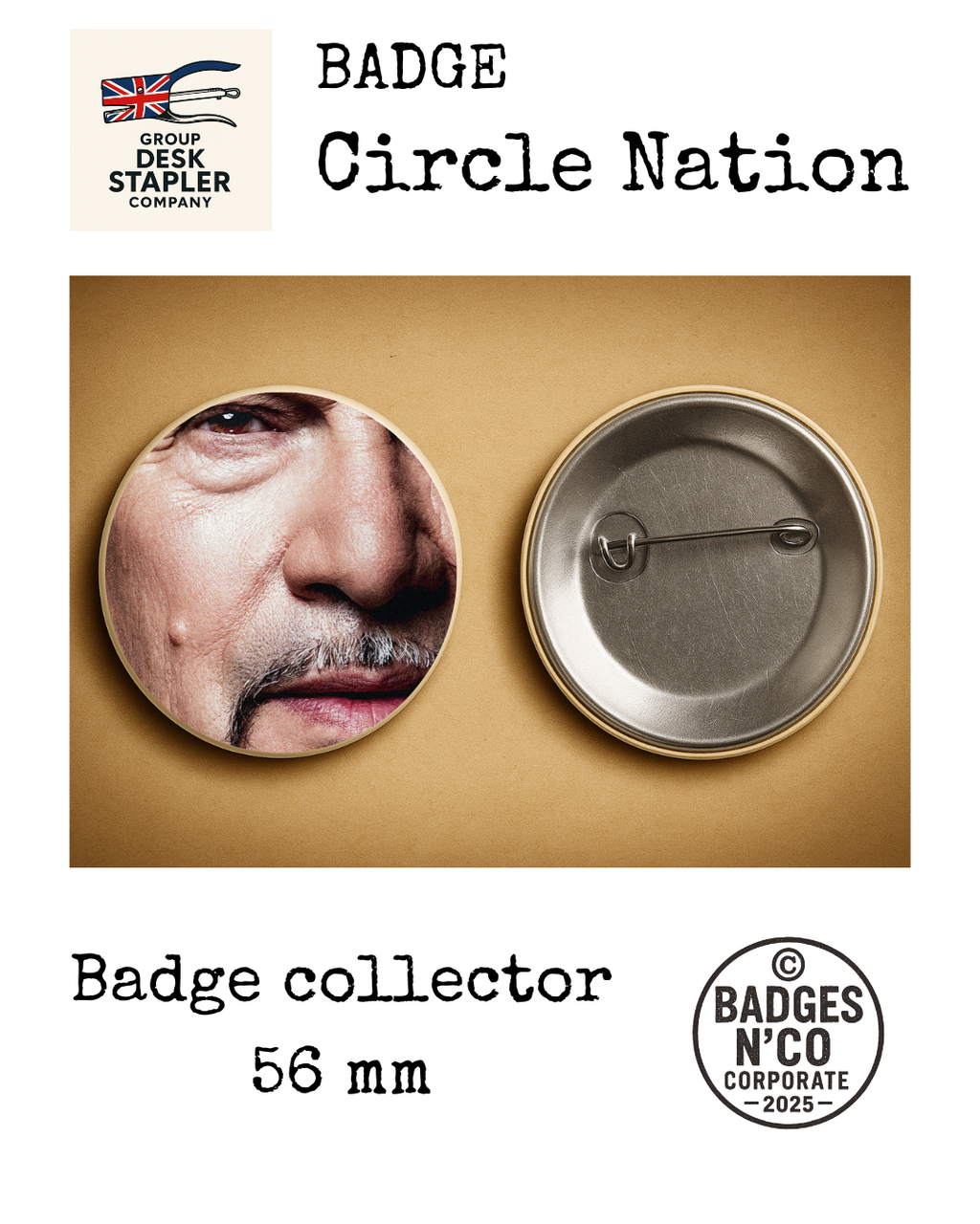 Badge Florent Pagny Circle Nation collector 56 mm