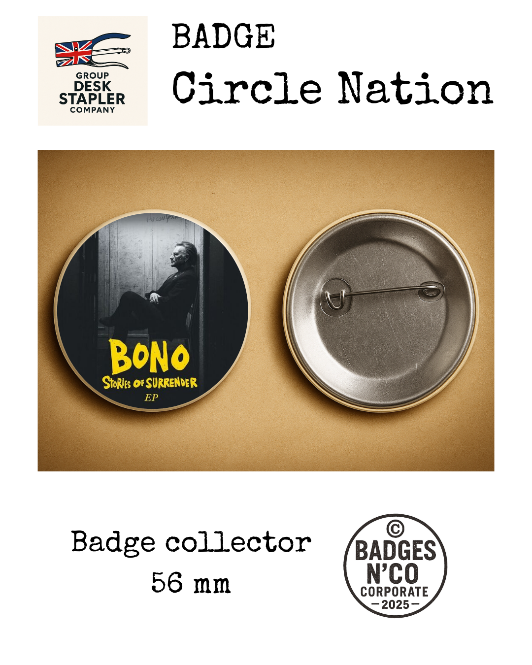 Badge U2 Circle Nation collector 56 mm