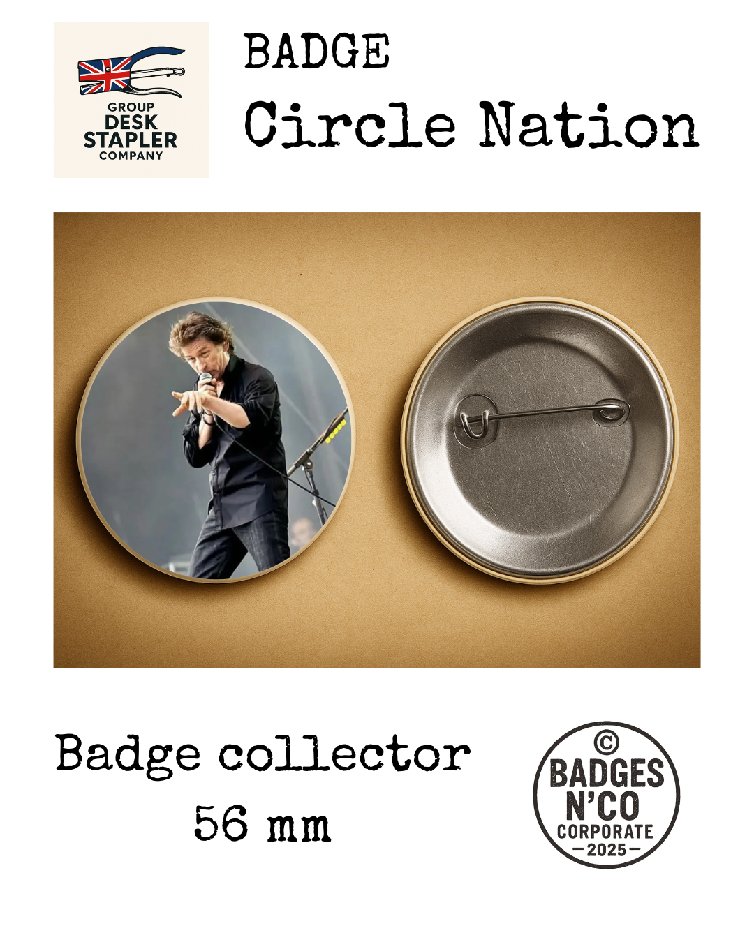 Badge Hubert-Félix Thiéfaine Circle Nation collector 56 mm