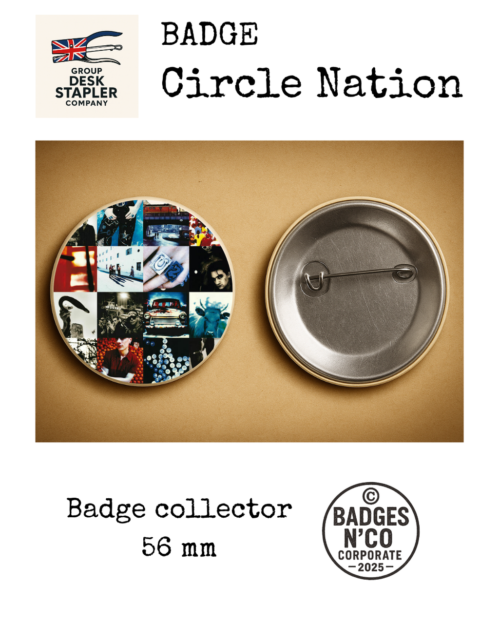 Badge U2 Circle Nation collector 56 mm