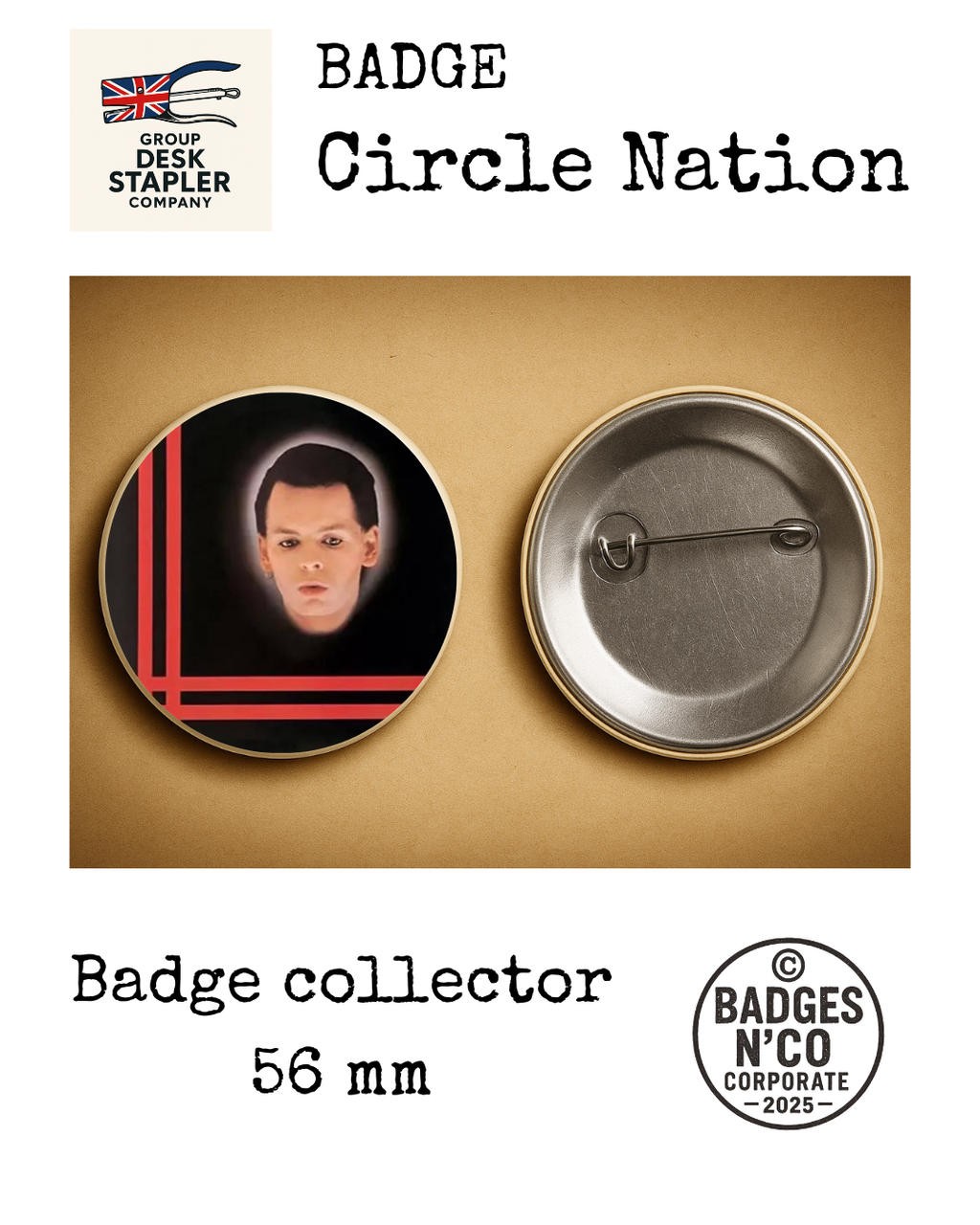 Badge Gary Numan Circle Nation collector 56 mm