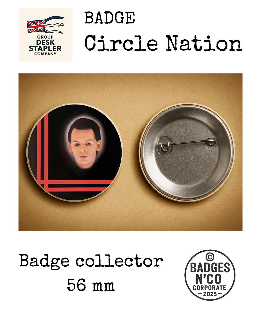 Badge Gary Numan Circle Nation collector 56 mm